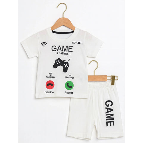 T-Shirt With Short  - White Game