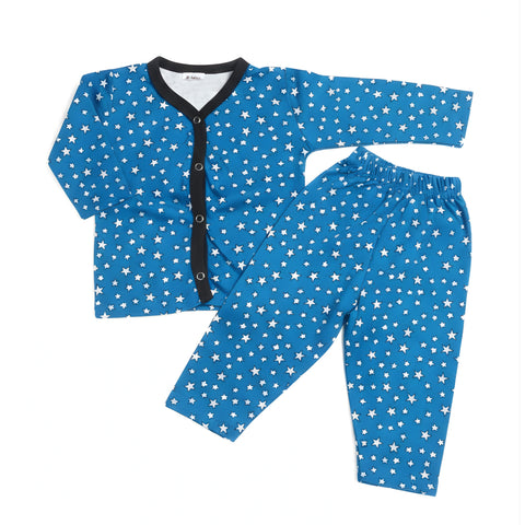 Summer Night Suit - Design 26 - Blue Stars
