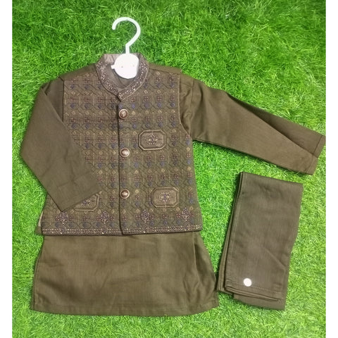 3 Pieces - Kameez Shalwar with Embroidered Waistcoat - K33