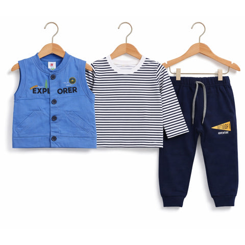 3 Pieces Kids Suit - Blue - Lining