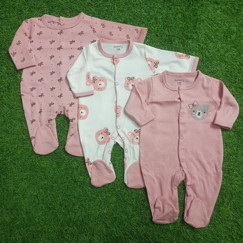 Pack of 3 Sleep Suits - Pink - SBP18