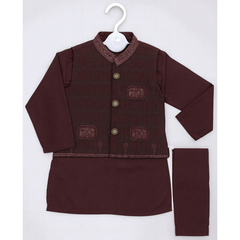 3 Pieces - Kameez Shalwar with Embroidered Waistcoat - K31