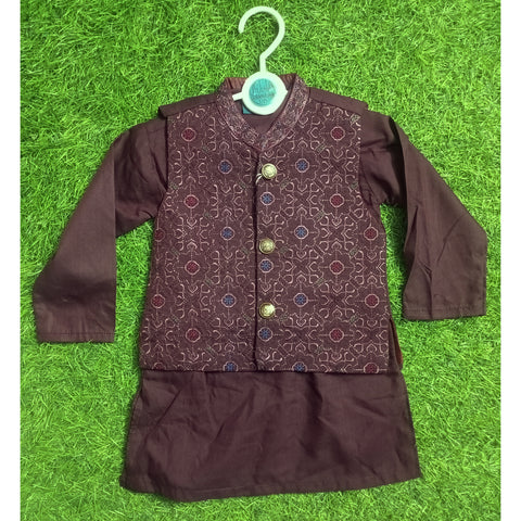 3 Pieces - Kameez Shalwar with Embroidered Waistcoat - K8