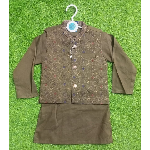 3 Pieces - Kameez Shalwar with Embroidered Waistcoat - K7