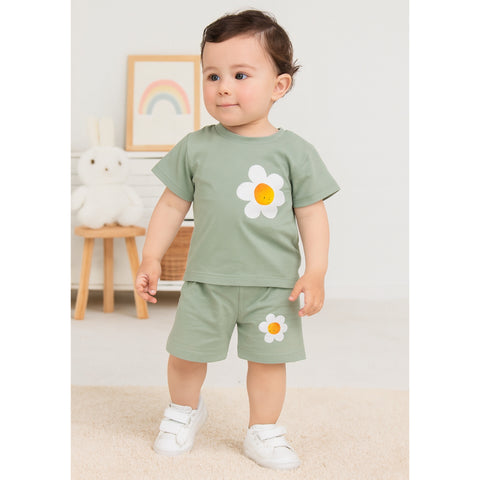 T-Shirt With Short  - Flowers