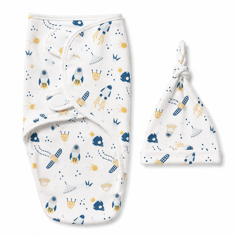 Swaddle with Cap - Rocket - Design S14