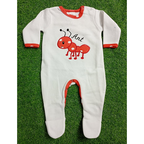 Fleece Baby Romper - Cartoon - White