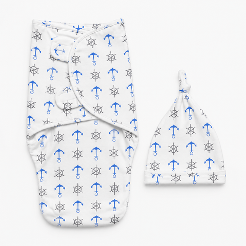 Swaddle with Cap - Anchor - Design S08