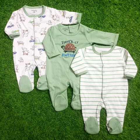 Pack of 3 Sleep Suits - Green - SBP16