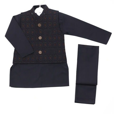 3 Pieces - Kameez Shalwar with Embroidered Waistcoat - K32