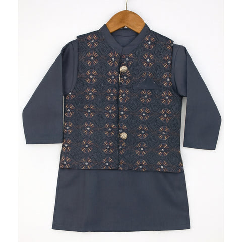 3 Pieces - Kameez Shalwar with Embroidered Waistcoat - K1