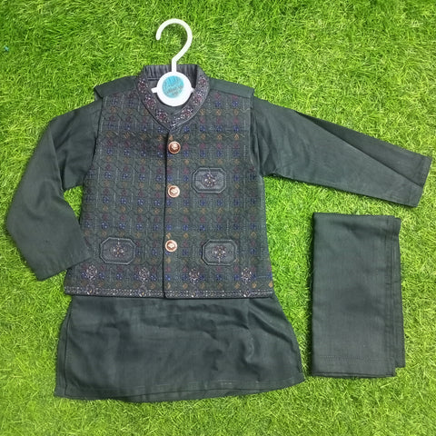 3 Pieces - Kameez Shalwar with Embroidered Waistcoat - K30