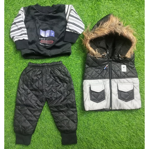 Winter - 3 Pieces Baby Suit - Black