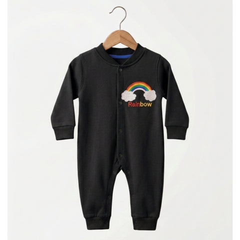 Fleece Baby Romper - Rainbow - Black