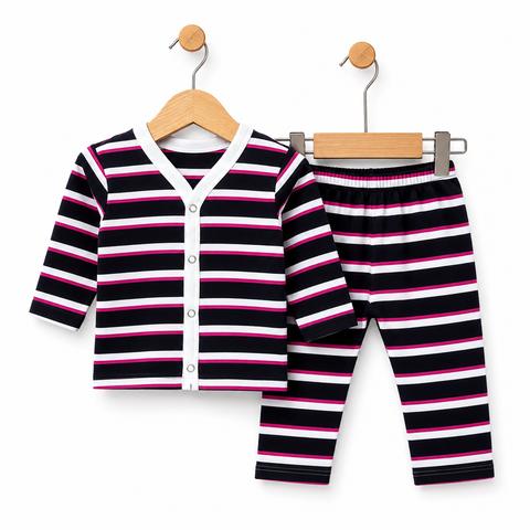 Summer Night Suit - Design 26 - Black & Pink Lining