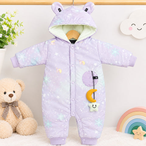 Hooded Baby Romper - Little Born - Purple