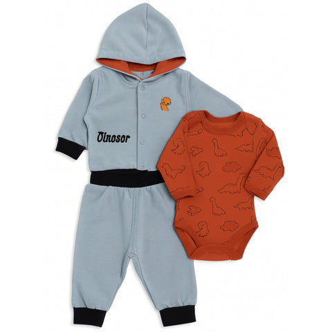 3Pcs Hooded Suit Set - Dino