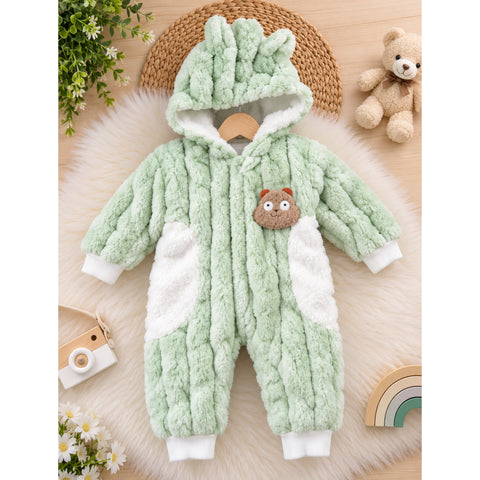 Hooded Baby Romper - Hi Kids -  Green