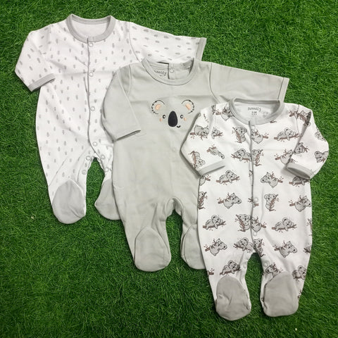 Pack of 3 Sleep Suits - Gray - SBP22
