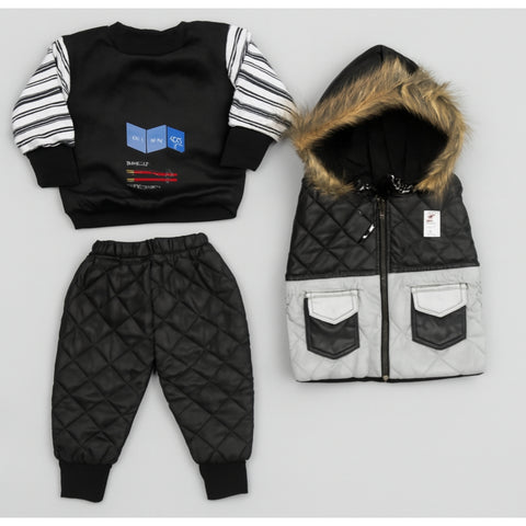 Winter - 3 Pieces Baby Suit - Black