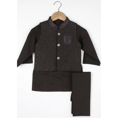 3 Pieces - Kameez Shalwar with Embroidered Waistcoat - K11