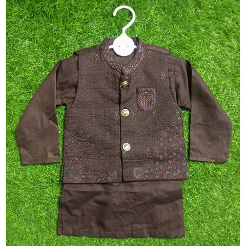 3 Pieces - Kameez Shalwar with Embroidered Waistcoat - K13