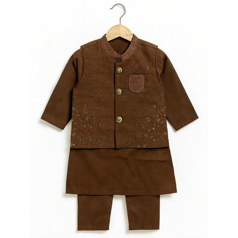 3 Pieces - Kameez Shalwar with Embroidered Waistcoat - K10