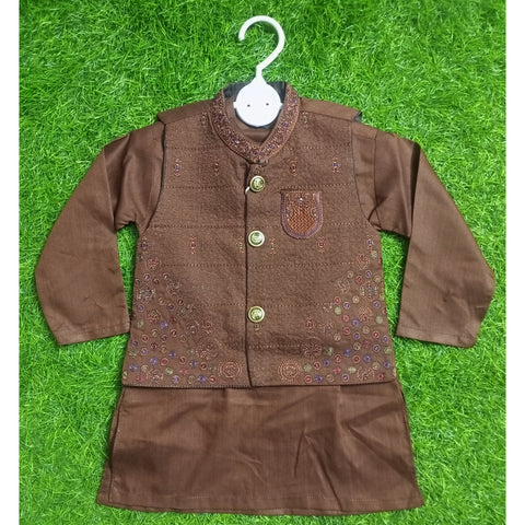 3 Pieces - Kameez Shalwar with Embroidered Waistcoat - K10