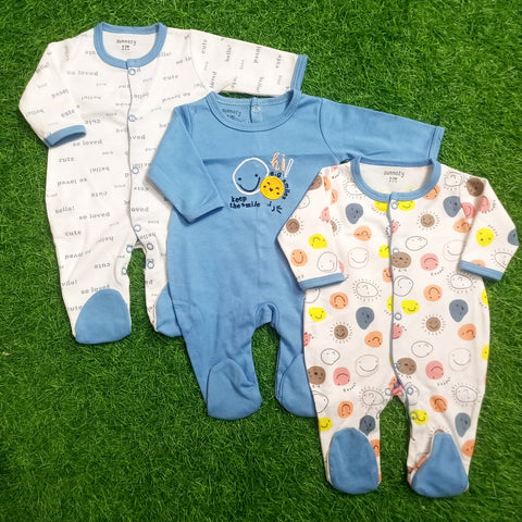 Pack of 3 Sleep Suits - Blue - SBP20