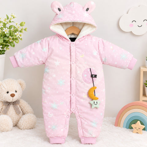 Hooded Baby Romper - Little Born - Pink