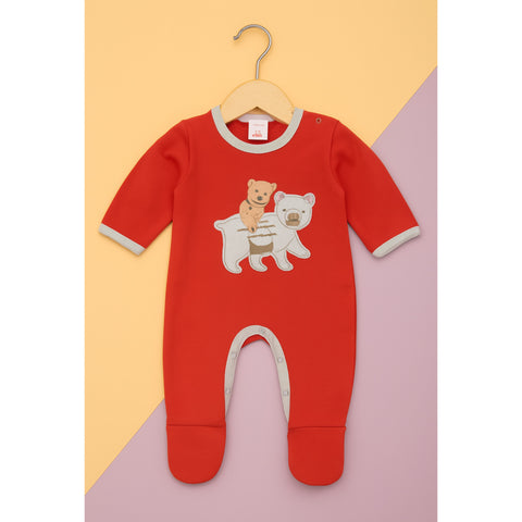 Fleece Baby Romper - Cartoon - Red