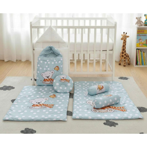Velvet Baby Bedding Set - Bear & Dots Green