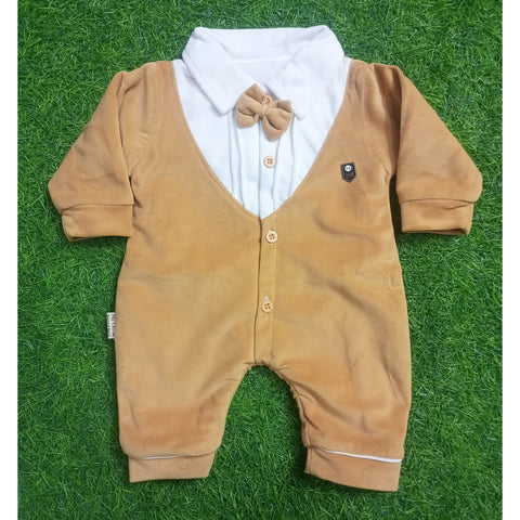Winter - Baby Romper - Brown Bow