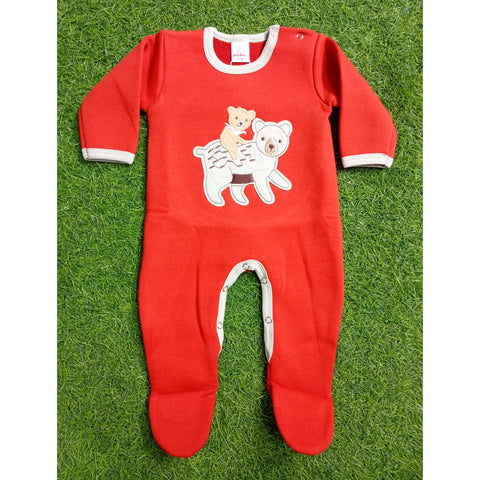 Fleece Baby Romper - Cartoon - Red