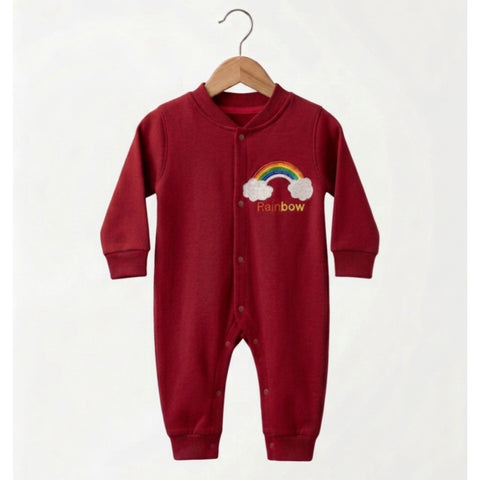 Fleece Baby Romper - Rainbow - Red