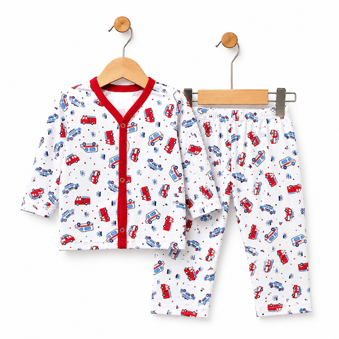 Summer Night Suit - Design 26 - Red Police Cars