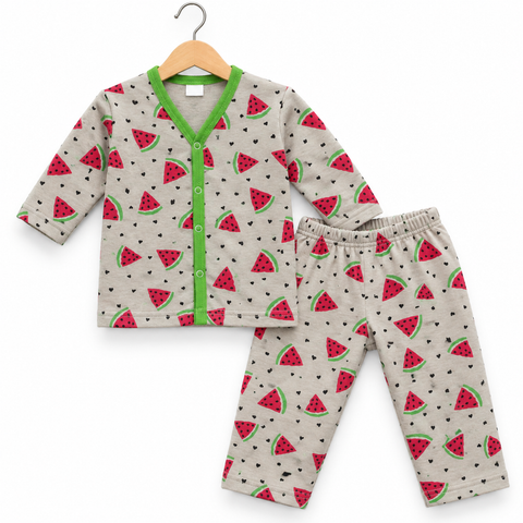Winter - Fleece Night Suit - Design 26 - Watermelon