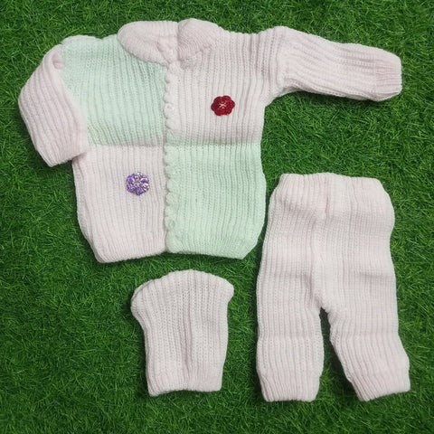 Wool Shirt & Trouser with Cap - Flowers