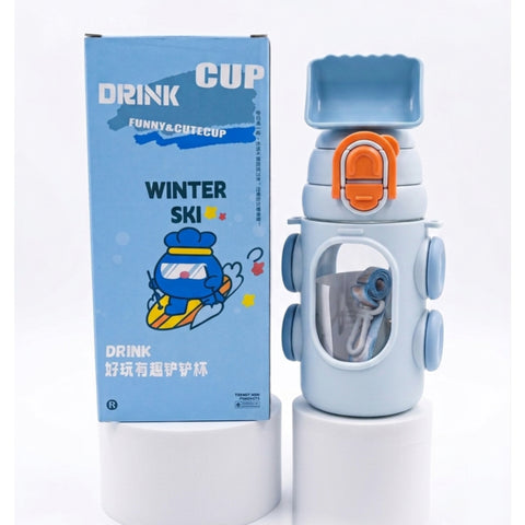 Cartoon Bottle with Straw -  650ML