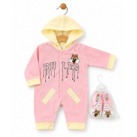 Romper With Booties - Cartoon - Pink
