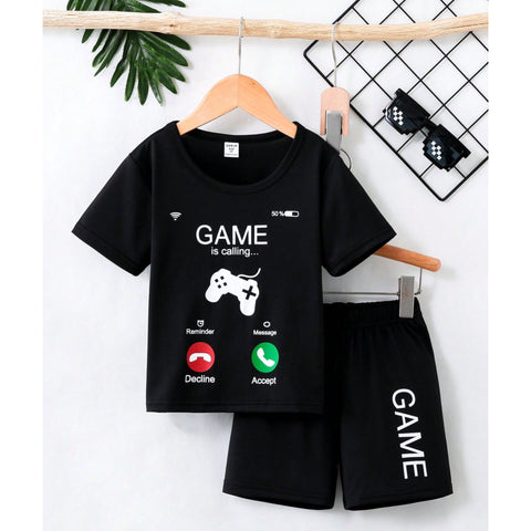 Half Sleeves Shirt With Short - Black Game