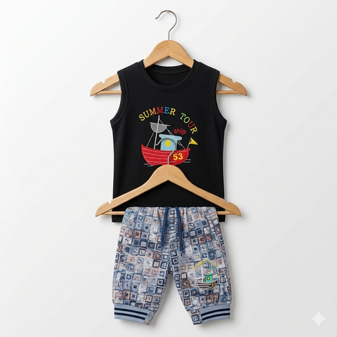 Sleeveless Shirt & Short - Ship - Blue