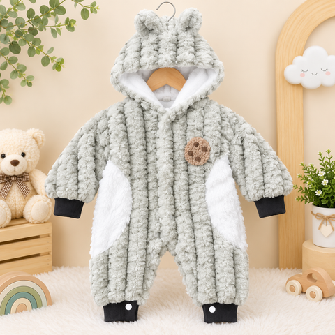 Hooded Baby Romper - Hi Kids - Gray