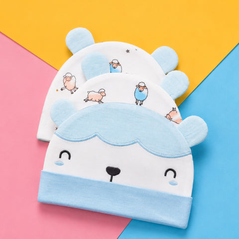 Pack of 3 Caps - Sheep - Blue