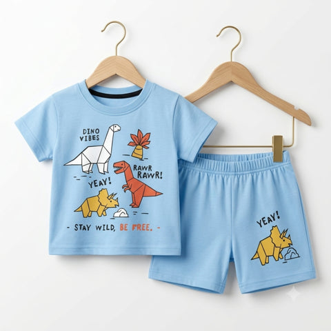 T-Shirt & Shorts - Blue - Dino