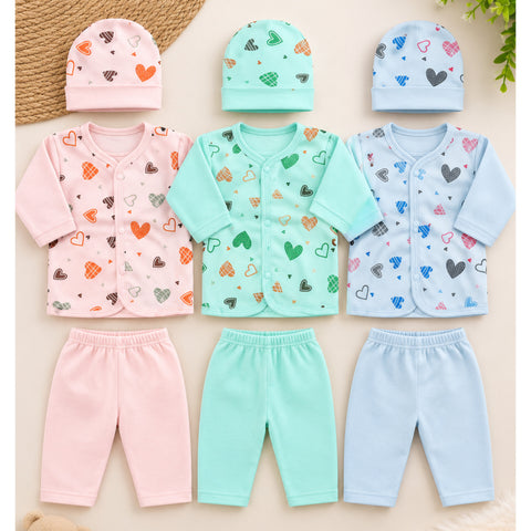 Winter - Pack of 3 Night Suits - Multi Hearts