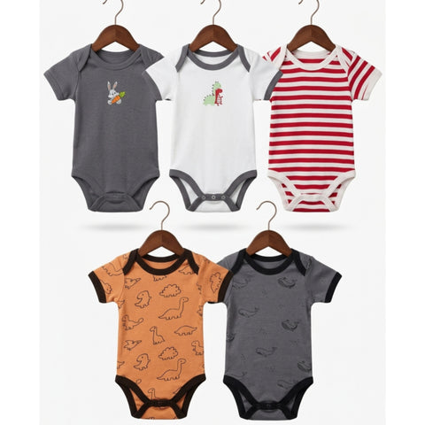 Pack of 5 Half Sleeve Bodysuits - Gray