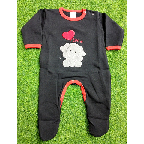 Fleece Baby Romper - Cartoon - Black