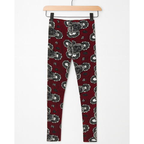 Velvet Inner Fleece Tights Maroon Design