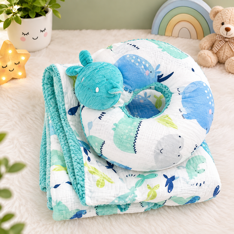 Imported Super Soft Baby Blanket with Neck Pillow